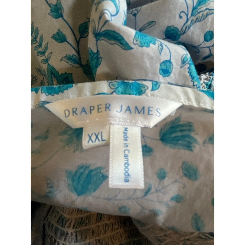 Draper James Floral Sundress Blue White Smocked Ruffle XXL Coastal Cowgirl - Picture 8 of 11